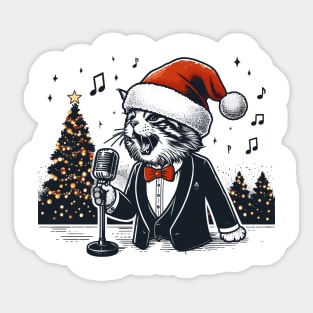 Maine Coon Cat Singing Christmas Sticker